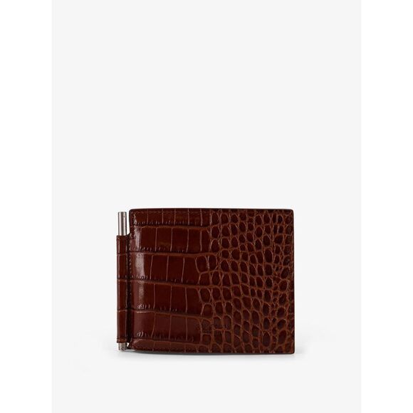 Tom Ford Men Leather Wallet With Croco Print